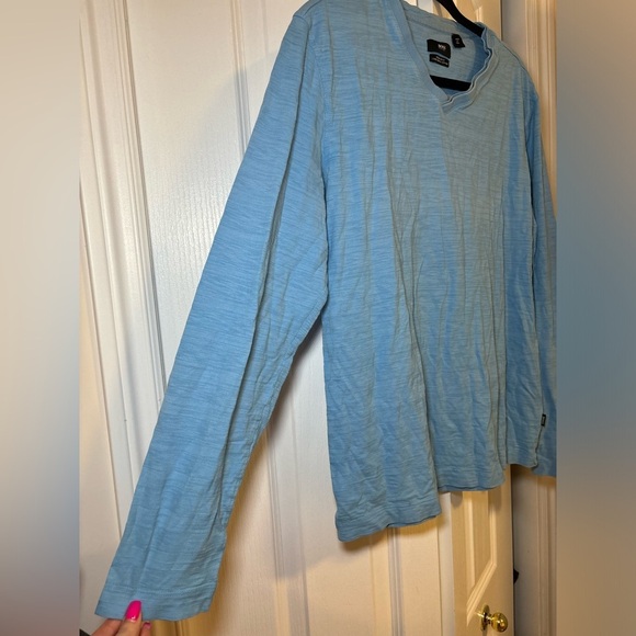 Hugo Boss - Blue Office Wear Basic Casual Long Sleeve V-Neck Shirt in Size XL - Picture 4 of 7